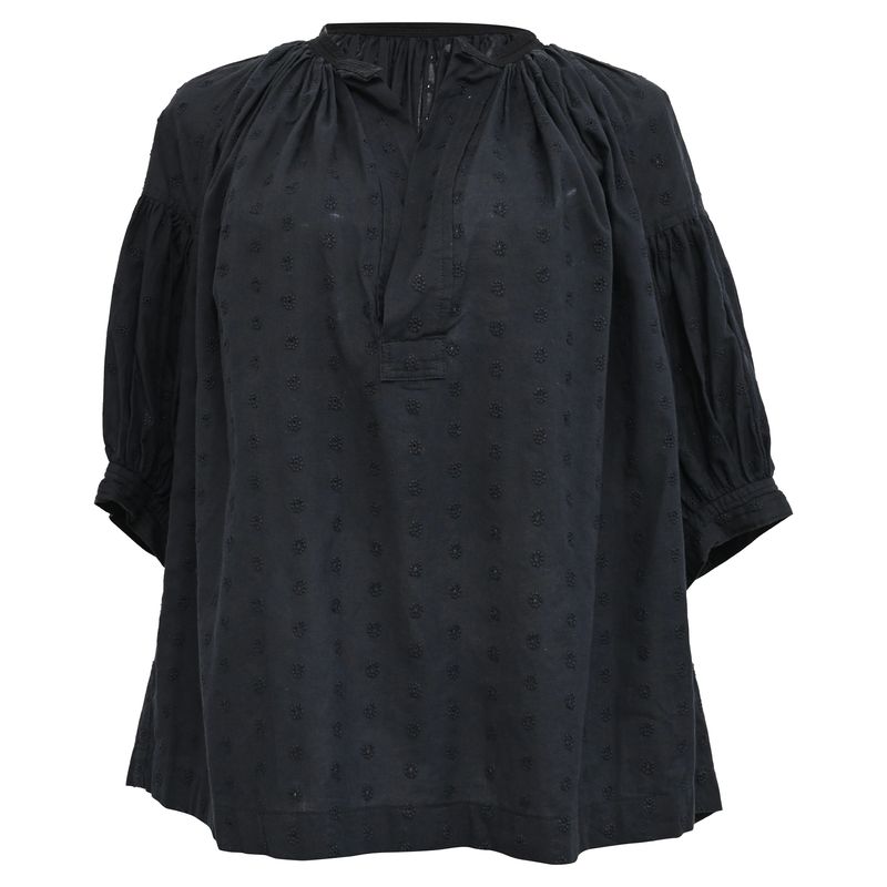 Tricot Comme Des Garons Eyelet Blouse In Black Cotton
